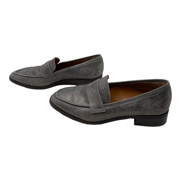 Aquatalia Kelsey Gray Metallic Suede leather Loafers 8.5 - Picture 8 of 16